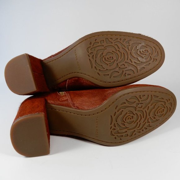 TARYN ROSE Cassidy Block Heel Ankle BOOTS 5 Calf Hair Leather Terracotta NEW - Picture 6 of 10
